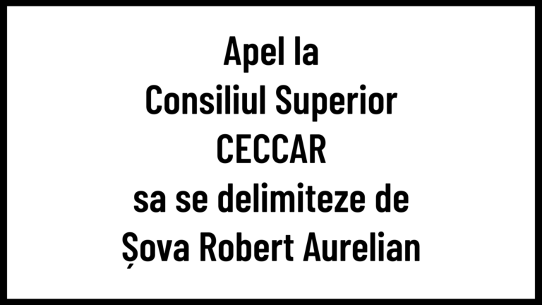 Apel la Consiliul Superior CECCAR să se delimiteze de Șova Robert Aurelian